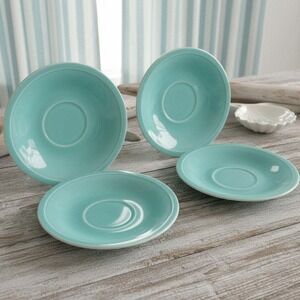 Edwin M Knowles Deanna Aqua Green Dishes, 3 Saucers & 1 Bread Plate, Dinnerware